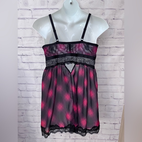 Torrid Babydoll Neglige Size 3X 22/24 Red Black Plaid Lace Sheer Sexy - Picture 8 of 9